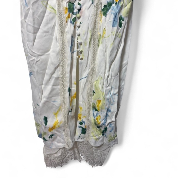 Anthropologie Lace Slip Dress 100% Viscose Size 2 US Floral Yellow Blue - Picture 6 of 9